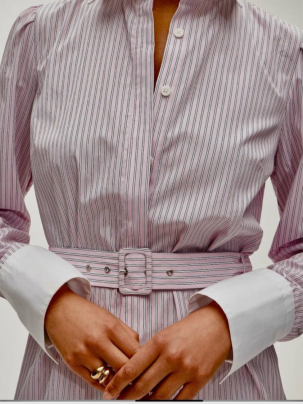 J Crew Pink White Striped Belted Cotton Poplin Mini Shirt Dress size 6
